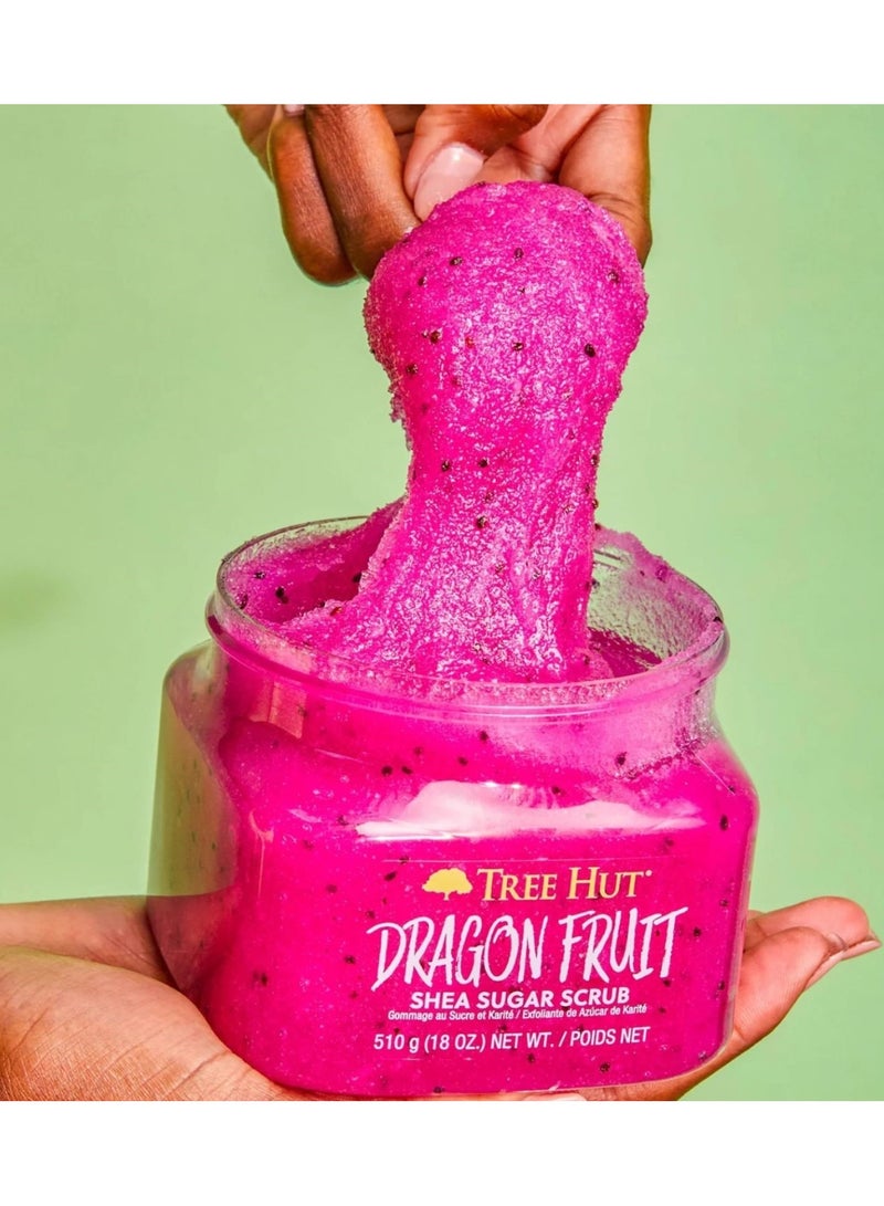 تري هت مقشر سكر الشيا بنكهة فاكهة التنين 510 جرام (18 أونصة) مقشر للجسم بزبدة الشيا، مغذي للبشرة وناعمها بعمق - Image 2